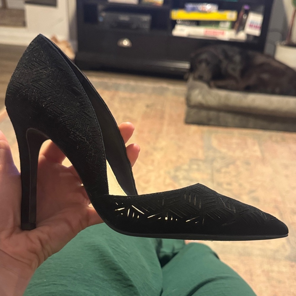 Jessica Simpson Black Pointed-Toe Cutout Stiletto Pump